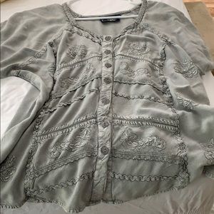 Sage green button down rayon top